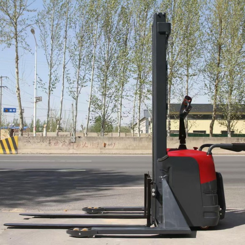 Warehouse/Construction Electric Cavalier Pallet Handcart - Cement Hauling Trolley with Dustbin Attachment