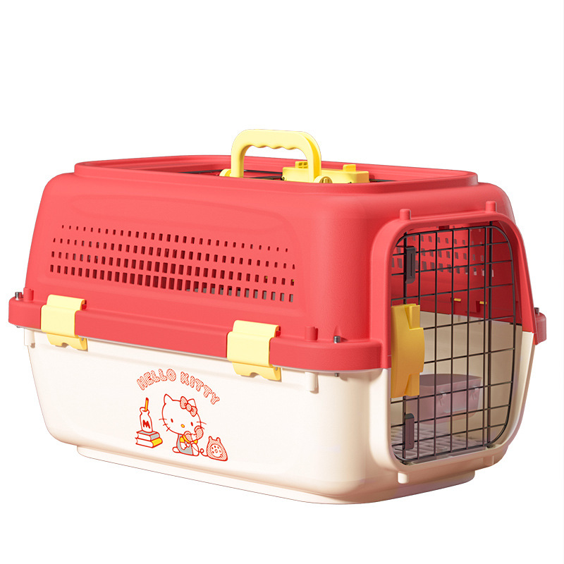 HelloKitt Official Collaboration PP Material Animal Pattern Pet Air Box Air Transport Cat &amp; Dog Portable Handheld Car Carrier