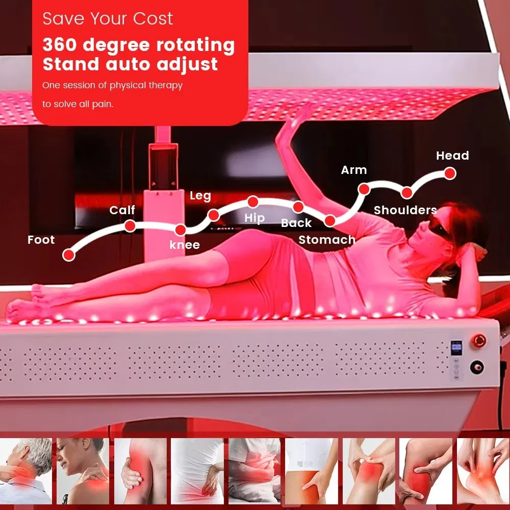 Full Body Laser LED Red Light Therapy Bed for Clinic Skin Beauty SPA Salon, Near Infrared Heating Pain Relief Wrinkle Reduction System Factory Wholesale