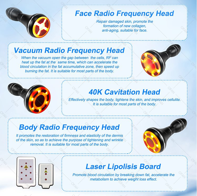 Ofan vacuum RF 40K Cavitation Weight Loss Beauty Machine Weight Loss Lipolaser Machine for Cellulite Reduction