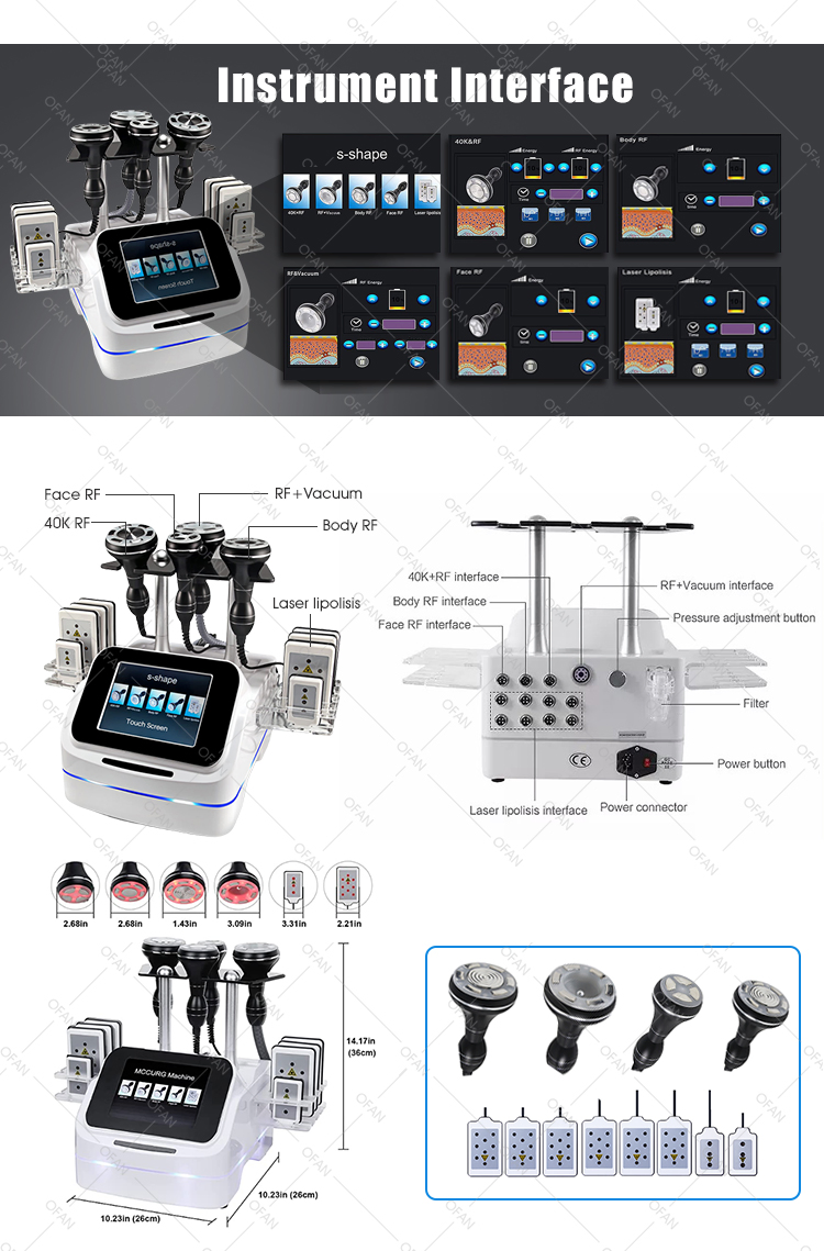 Ofan vacuum RF 40K Cavitation Weight Loss Beauty Machine Weight Loss Lipolaser Machine for Cellulite Reduction