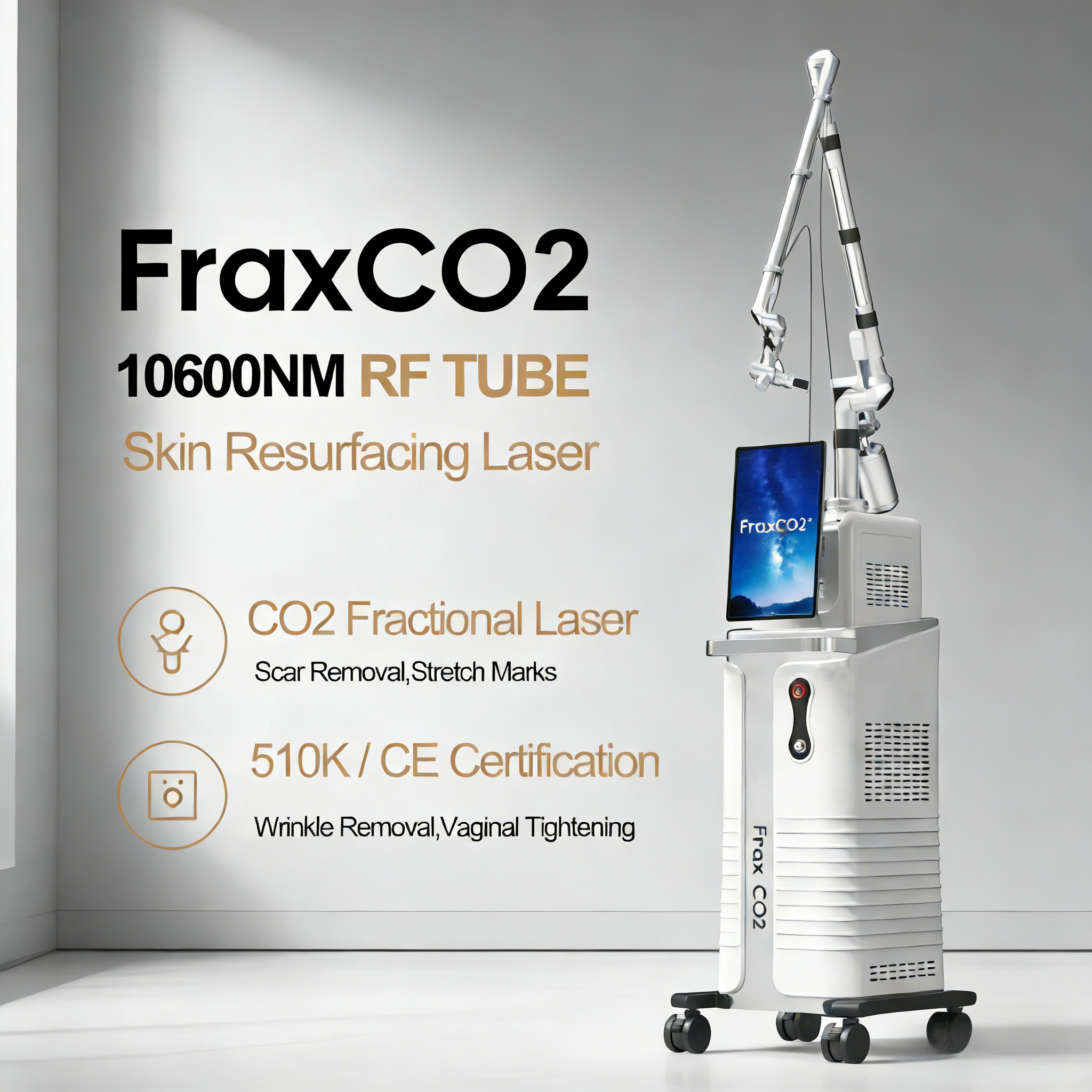 Best Supplier Full Ablative 70w 100w Fractional Co2 Laser Medical Vaginal Tightening Machines Co2 Laser Beauty Equipment Cost