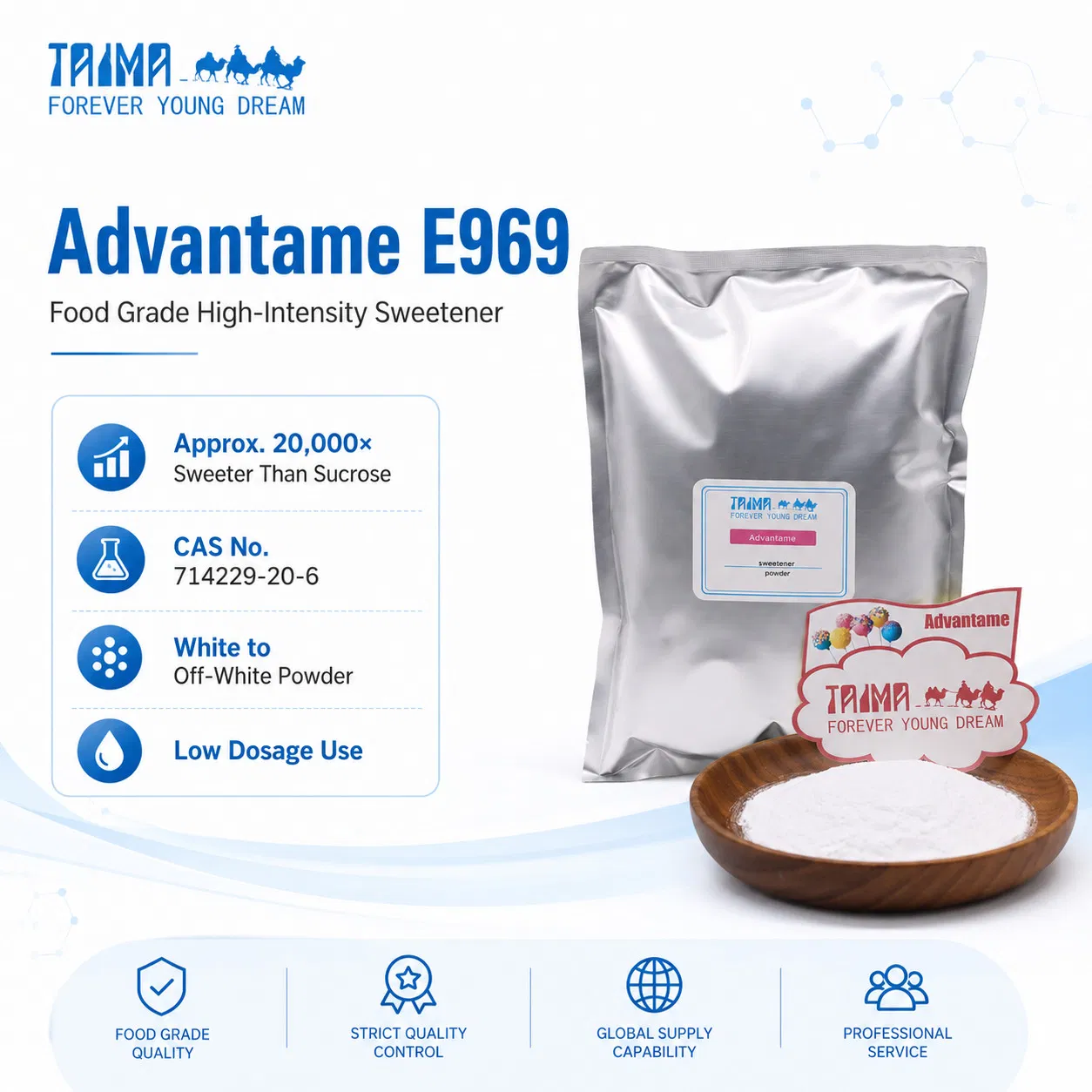 Advantame E969 Adoçante de Alta Intensidade Grau Alimentício CAS 714229-20-6