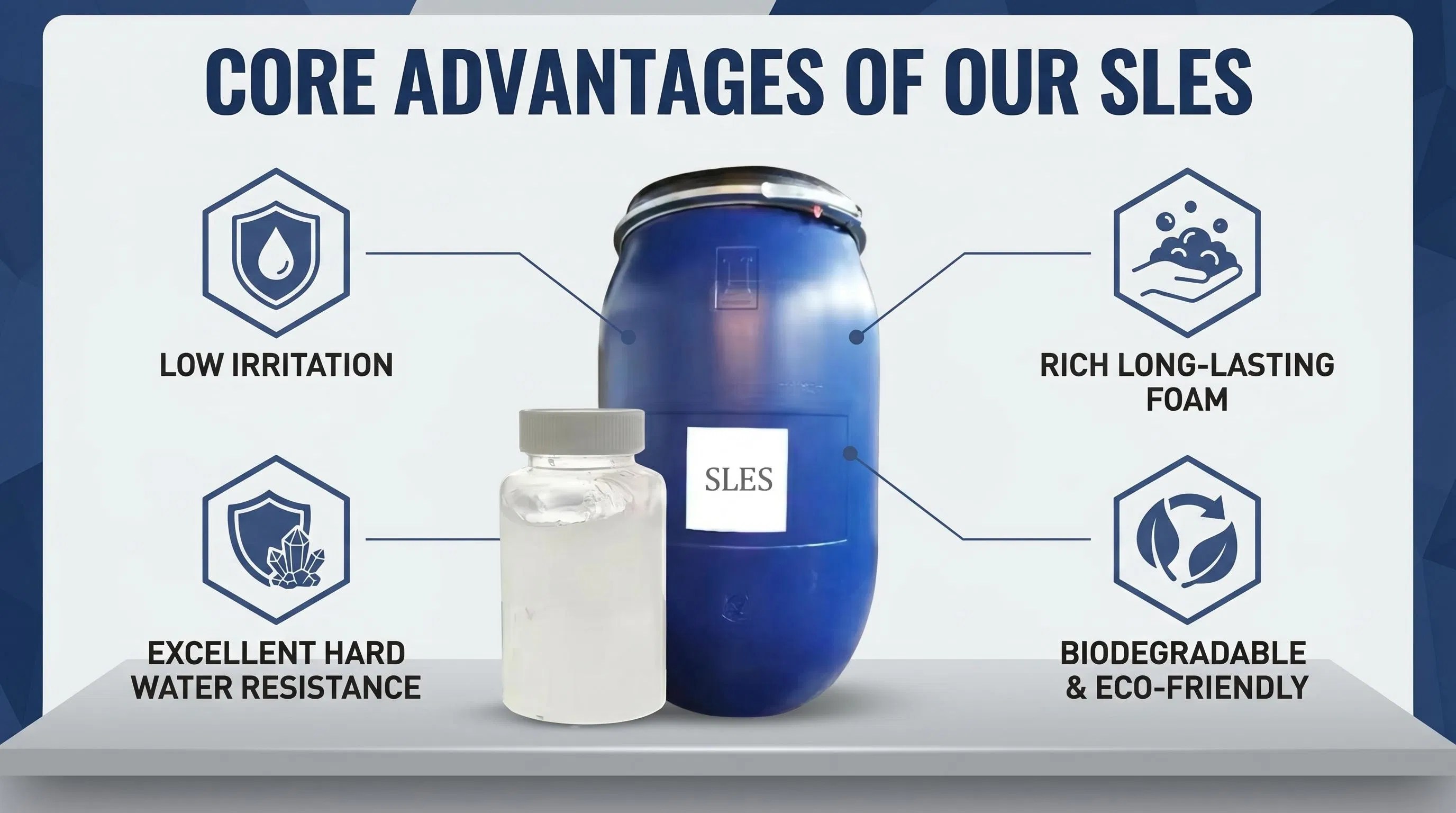 Fabricante da China LABSA 96% e SLES 70% Surfactante Aniónico para Shampoo