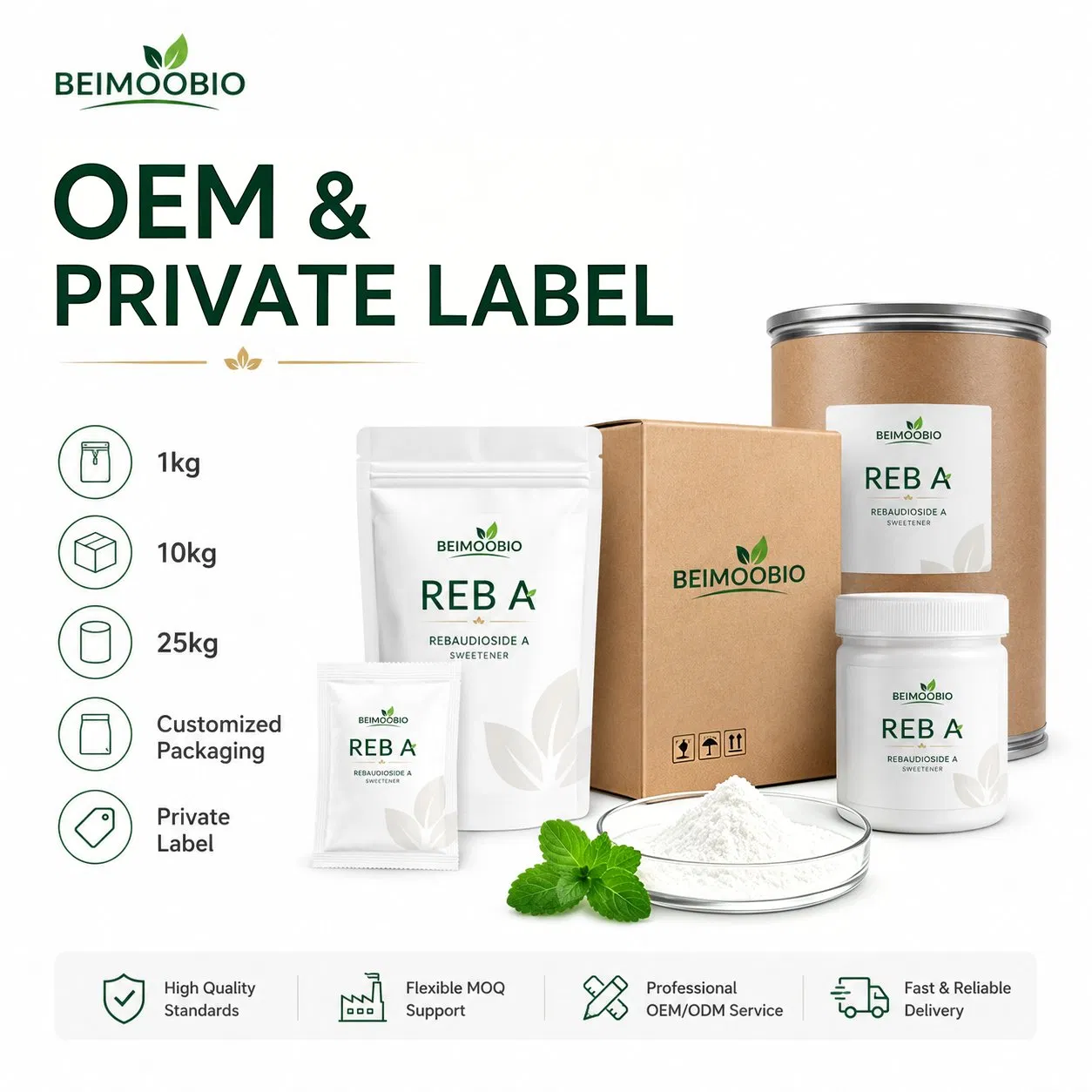 Fabricante Fornecimento Reb a Glicosídeo de Estéviol CAS 58543-16-1 Adoçante de Alta Intensidade para Formulação de Suplemento Alimentar Funcional
