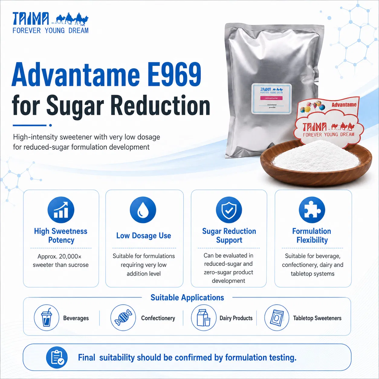 Advantame E969 Adoçante de Alta Intensidade Grau Alimentício CAS 714229-20-6