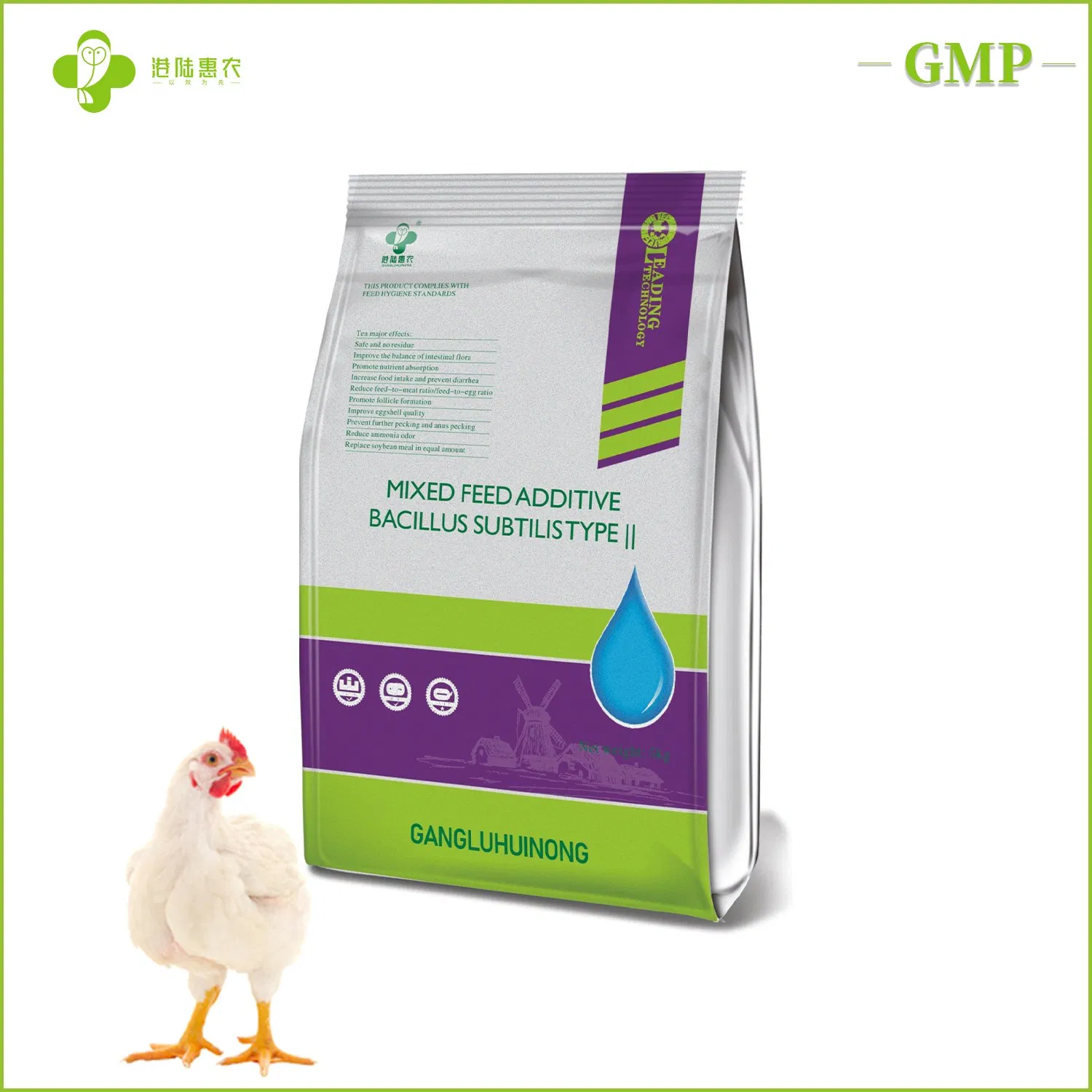 Novo material de aditivo alimentar de grau para ração, Bacillus subtilis, proteína animal, metionina, vitamina C, aminoácidos, substituto para farelo de soja para frangos, aves poedeiras