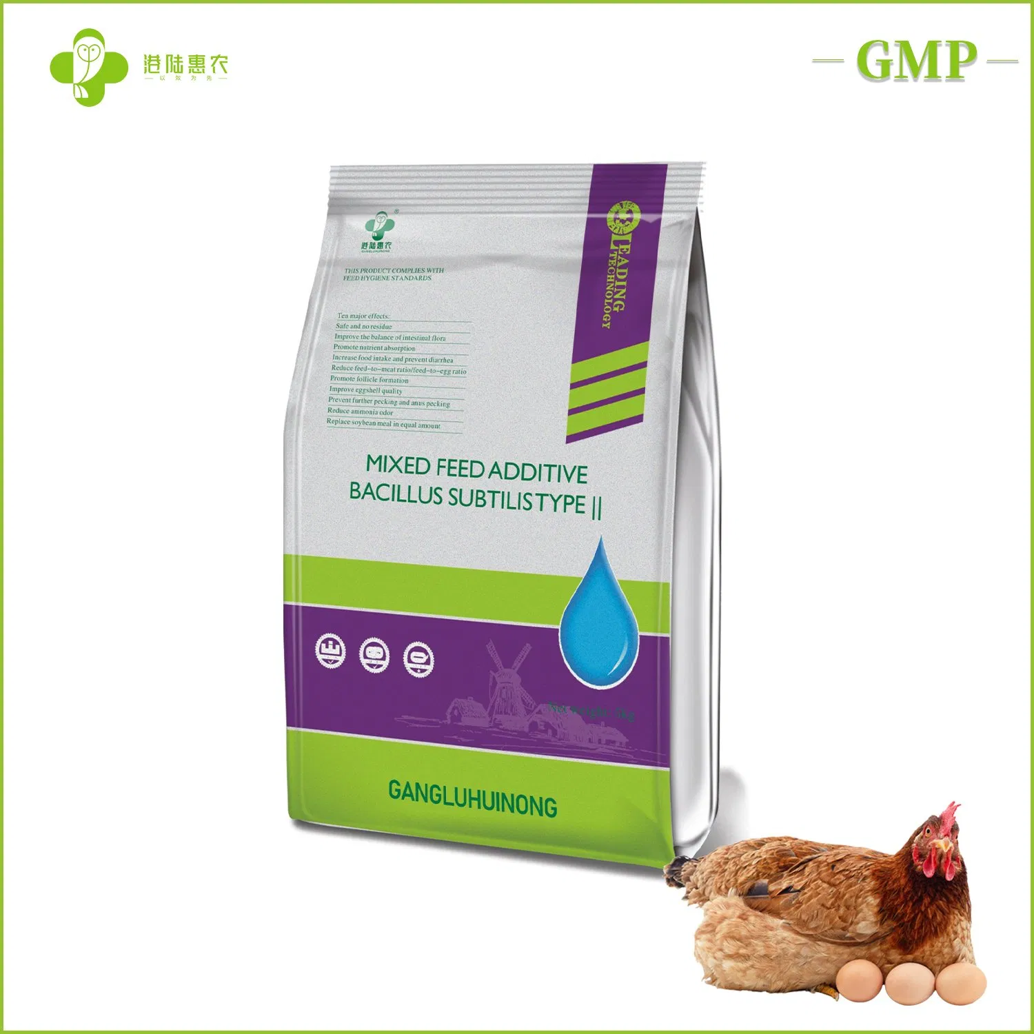 Novo material de aditivo alimentar de grau para ração, Bacillus subtilis, proteína animal, metionina, vitamina C, aminoácidos, substituto para farelo de soja para frangos, aves poedeiras