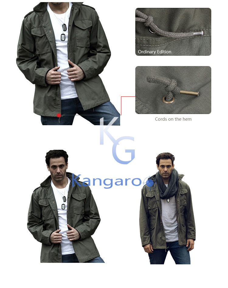 Classic Windbreak Nylon Cotton High Tear Resistant US M65 Field Jacket Parka Back View