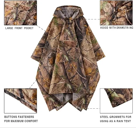 Breathable Outings Rain Poncho Waterproof Lightweight Non-Disposable Hi-Vis Rain Cape Spec