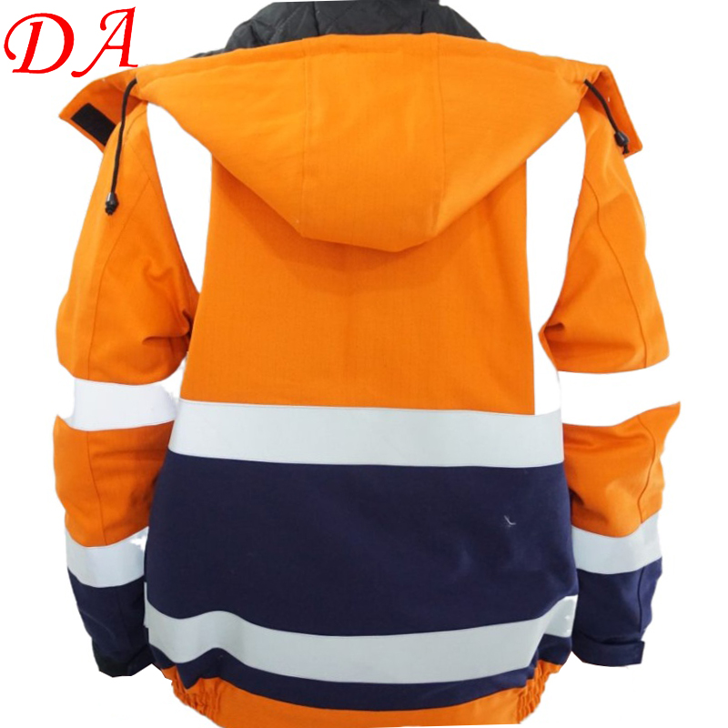 Hi Vis Insulated Flame Resistant FR Winter Workwear Jacket with Detachable Hood