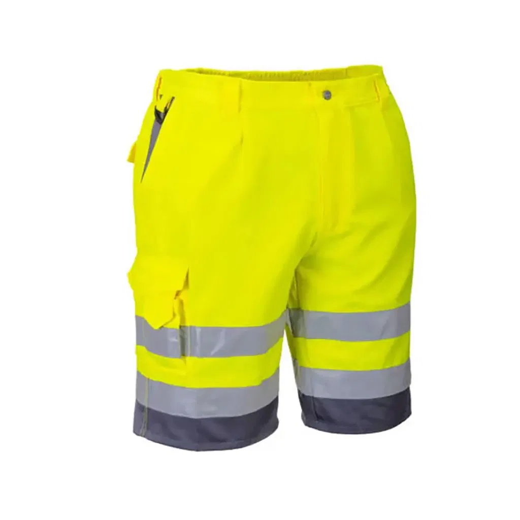 High Visibility Mens Heavy-Duty Summer Short Safety Wear Reflective Work Cargo Pants with Reflective Tape