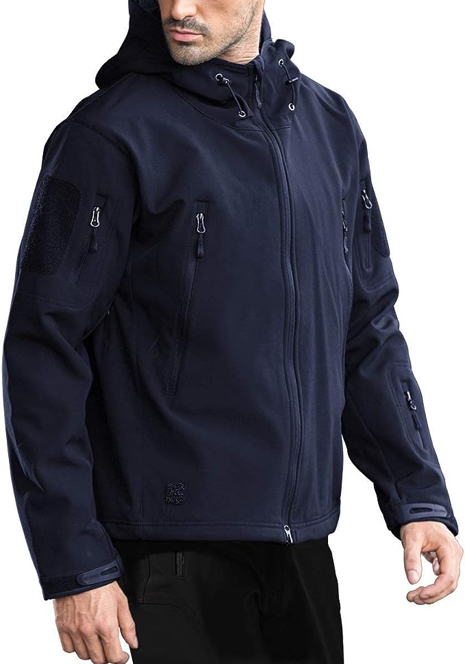 Aidu Men's Outdoor Waterproof Soft Shell Hooded Tactical Jacket Waterproof Jacket Outdoor Jacket
