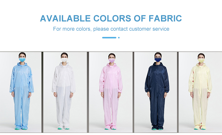 Reusable Washable Dust Free 98% Polyester 2% Conductive Fibre Umpsuit ESD Overcoat Antistatic Coverall ESD Coverall