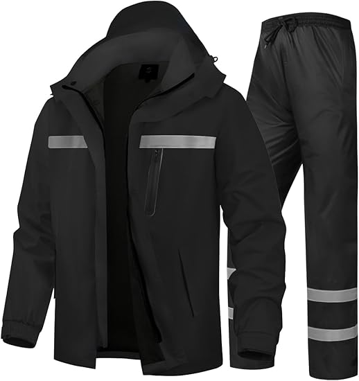 Highly Quality Men's Rain Suit High Visibility Reflective Work Rain Jacket Pants For All Sport Farm Fishing Motorcycle