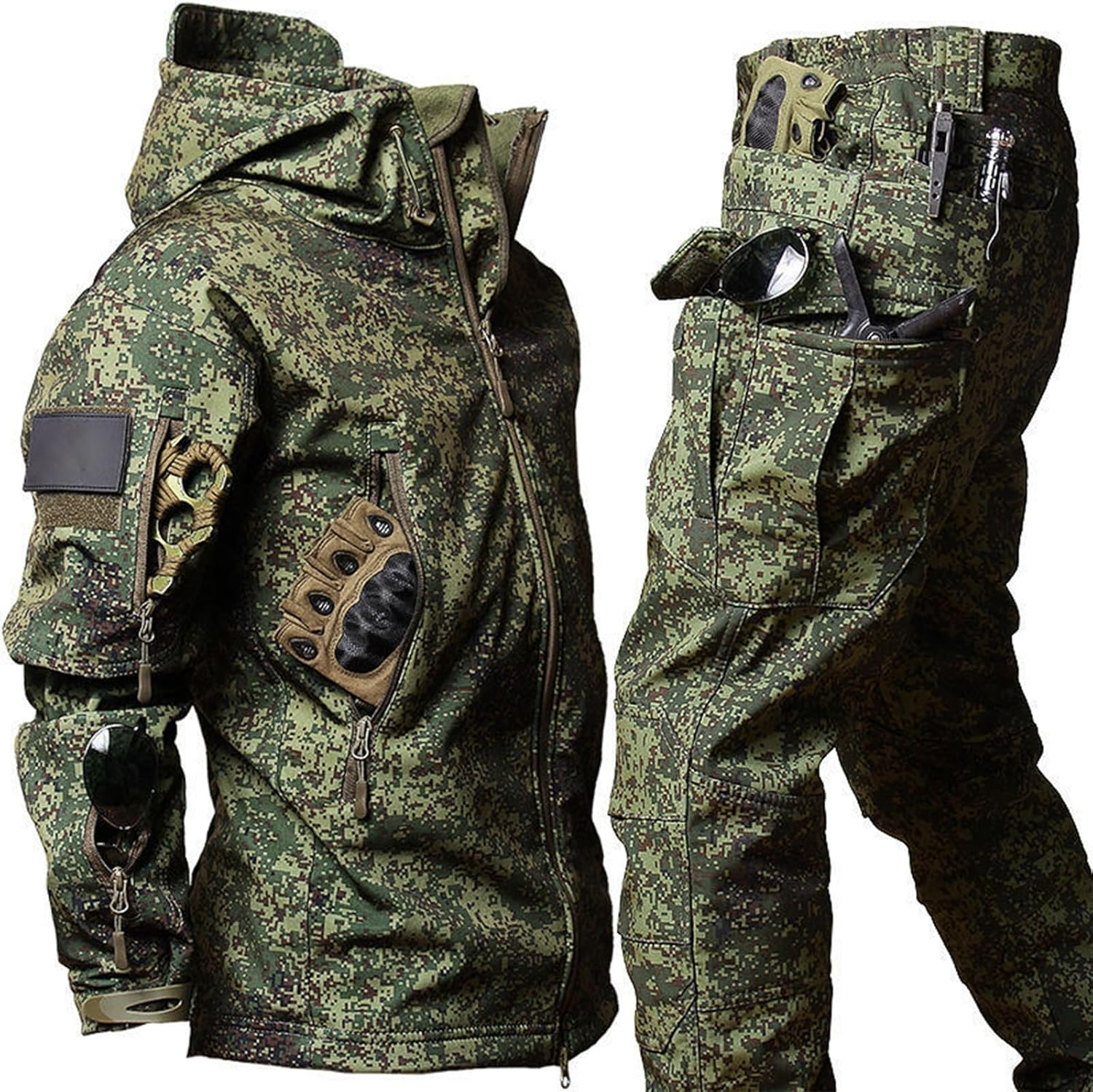 Custom Soft Shell Tactical Uniform Waterproof Jacket Pant Camouflage Thickened Breathable uniform