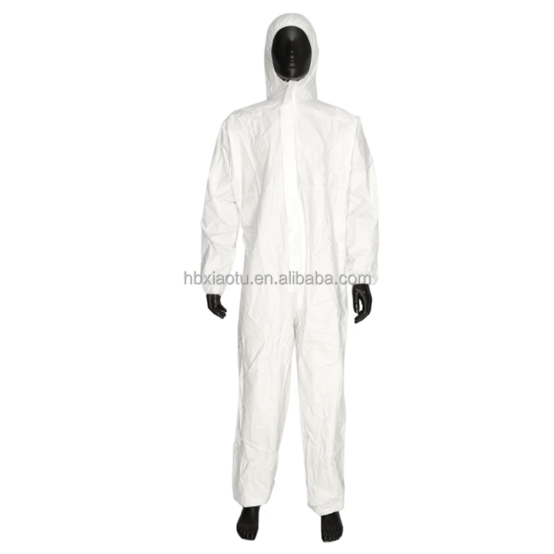 Xiaotu Antistatic Waterproof Breathable Disposable Clothing Industrial Overalls PP SMS Microporous White Protective Coverall