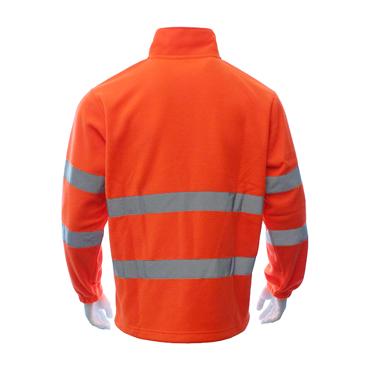 Hi Vis Full Zip Polar Fleece Jacket Thermal Reflective Safety Workwear Coat with Pockets Anti-Heat &amp; Vapour Protective