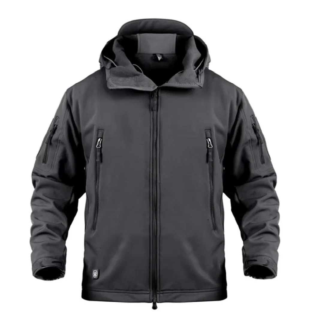 Winter Leisure Soft Shell Jacket Breathable Polyester Coat Zipper Water Resistant