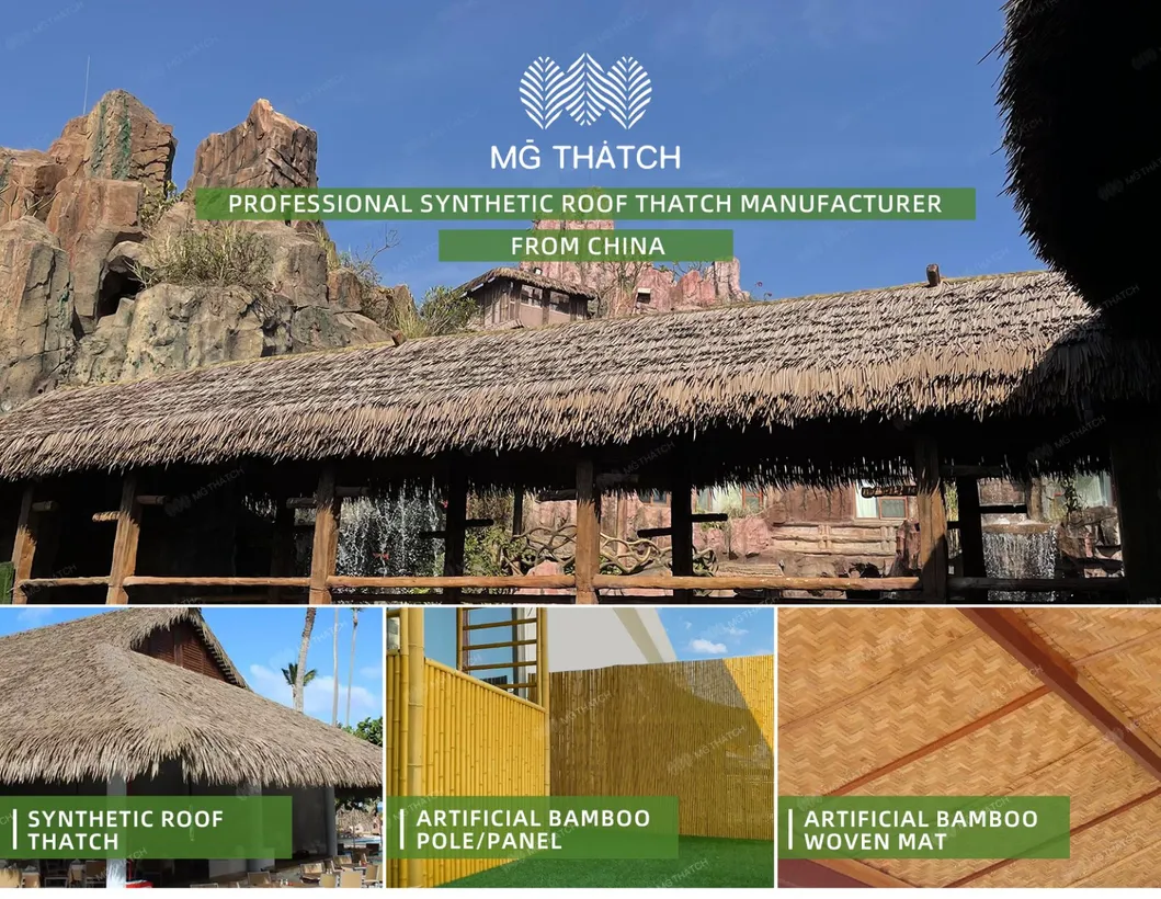 Flame Retardant Backyard Plastic Synthetic Thatch Parasols Environmental Friendly Artificial Thatch Umbrella