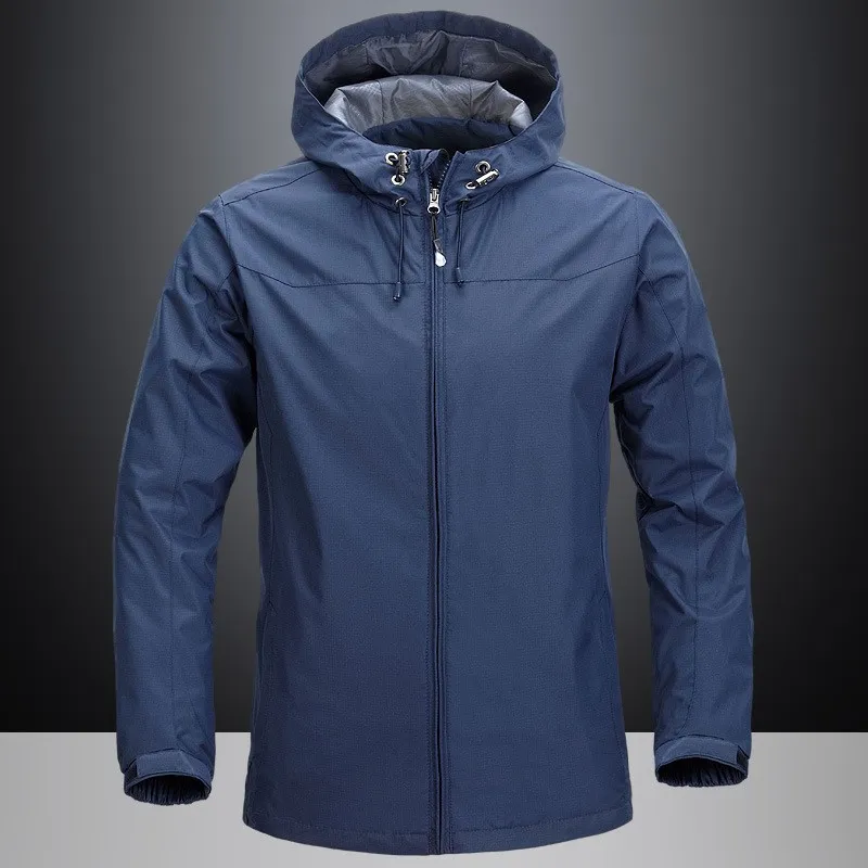 Man Jackets Men's Windproof and Rainproof Outdoor Sports Hooded Parka Hooded Raincoat