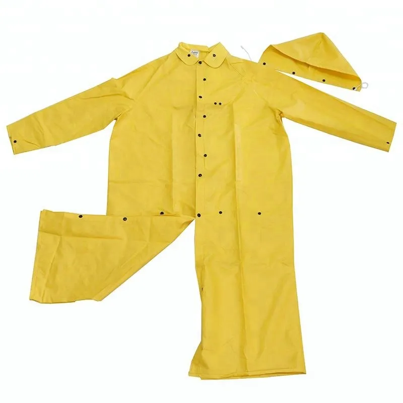 Yellow Water Proof Oil Chemical Resistant Custom Logo Detachable Hood Riding Horse Adult Men PVC Raincoats