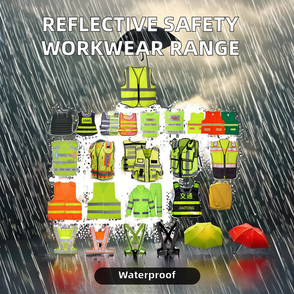 Hi Vis Reflective Safety Vest Clothing Jacket Breathable Mesh Multi Pockets Zipper Support Customized Printing of logo