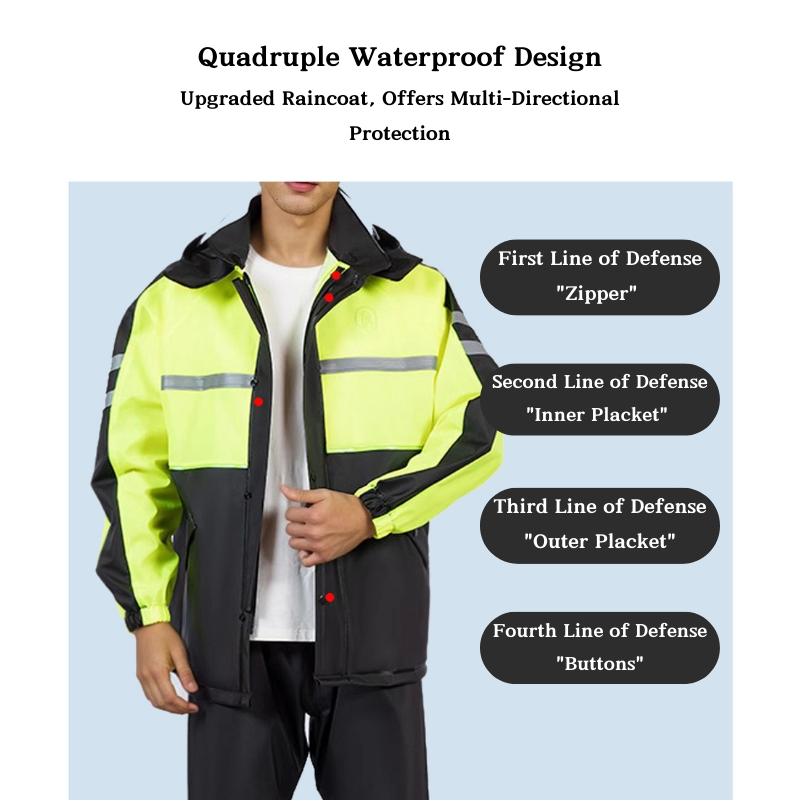 Tear Resistant Polyester Makes Reflective Strip Raincoat for Construction