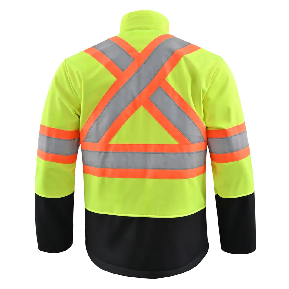 ODM Unisex Fluorescent Yellow Fleece Lined Softshell Waterproof Breathable Reflective Safety Work Custom Winter Jacket
