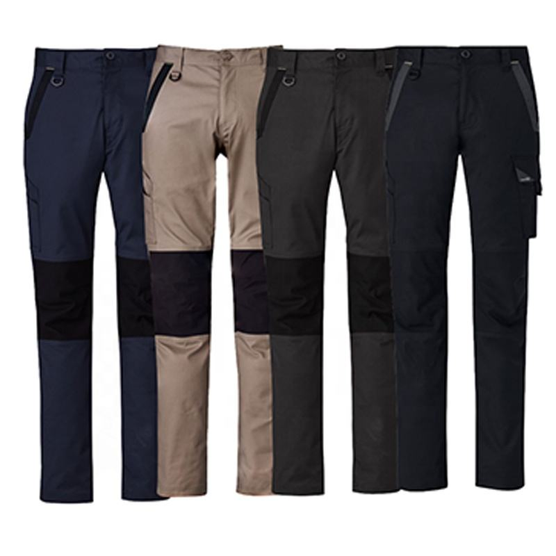Heavy Duty Breathable Cotton Safety Work Trousers with Flat Front