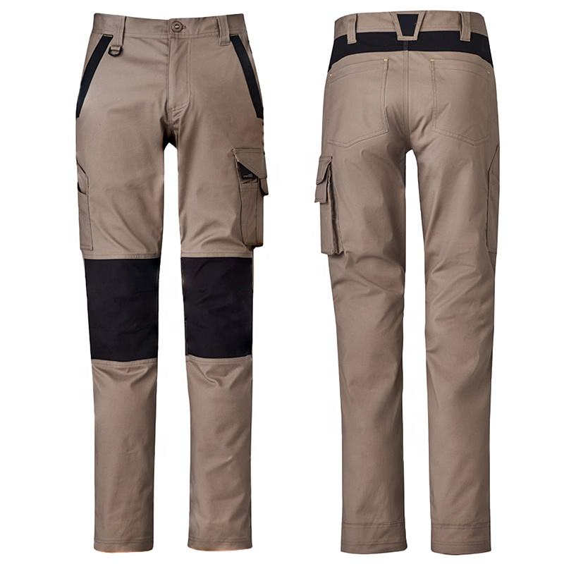 Heavy Duty Breathable Cotton Safety Work Trousers with Flat Front
