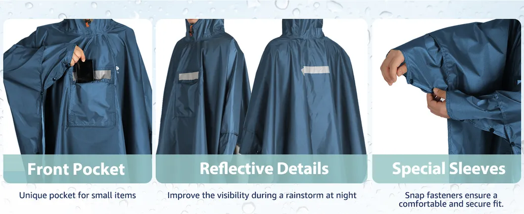 Fashionable Adults Stay Dry Waterproof Raincoat Rain Poncho Cape