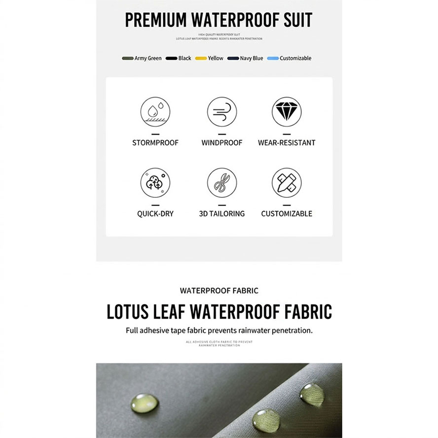 Oil Resistant Reflective Strip Raincoat for Sanitation Workers Daily Use