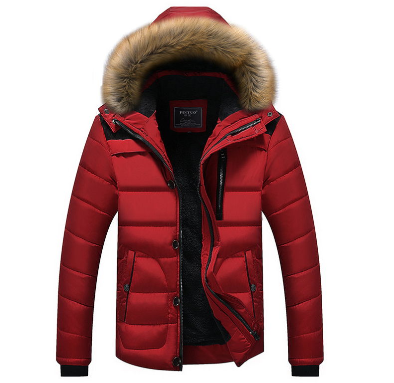 Men's Winter down Jacket New Hooded Plush Parka with Windbreak and Waterproof Coating for Windy Weather