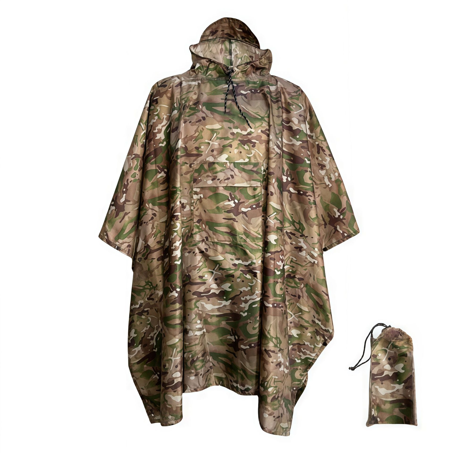 3-in-1 Camouflage Raincoat for Outdoor Cycling Hiking Camping Multi-functional Tactical Rain Cape to Protect Against Heavy Rain