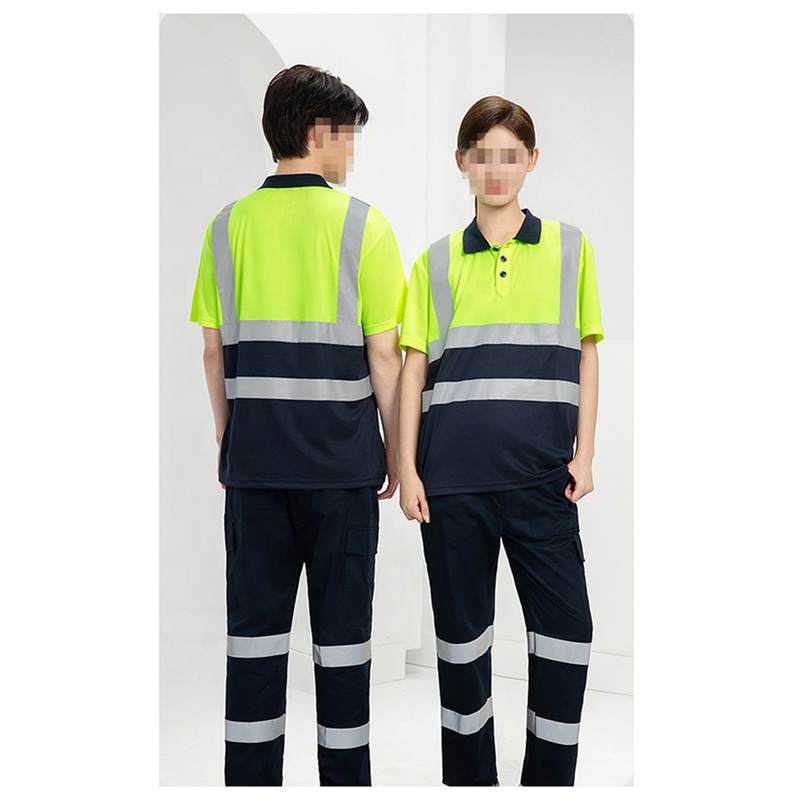 High-reflective Safety Brushed Canvas Bib POLO Overalls Set