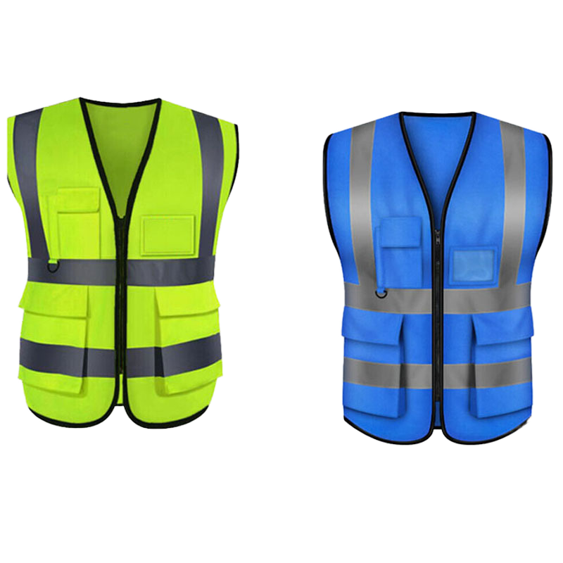 Hi Vis Reflective Safety Vest Clothing Jacket Breathable Mesh Multi Pockets Zipper Support Customized Printing of logo