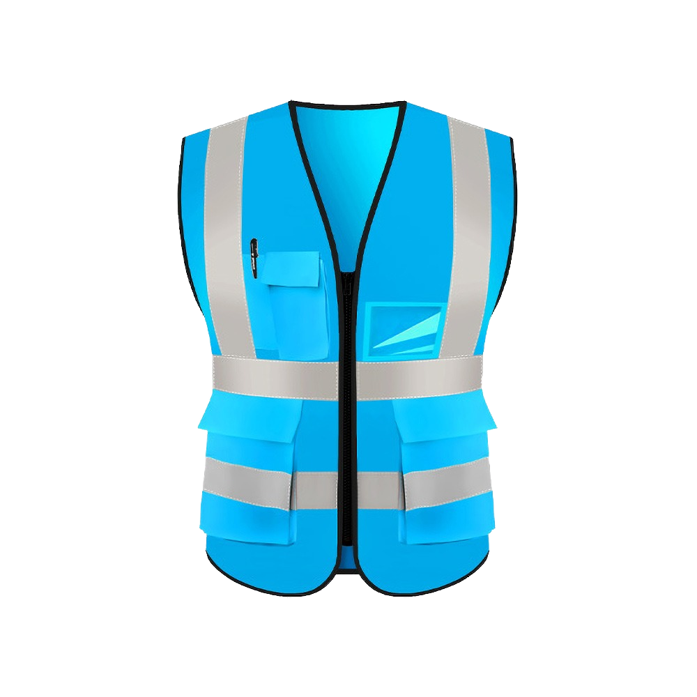 Hi Vis Reflective Safety Vest Clothing Jacket Breathable Mesh Multi Pockets Zipper Support Customized Printing of logo