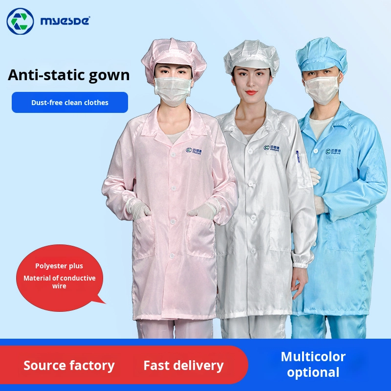 Factory Direct Anti-Static Workwear Coat Striped Style for Electronic Workshop Cleanroom ESD Safety Clothing Level Protection
