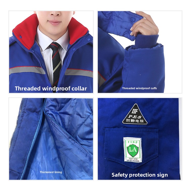 Long Cold-Proof Hooded Coat Custom Winter Cotton-Padded Long-Sleeve Warm Outdoor Anti-Static Unisex Workwear Jacket CE Certified