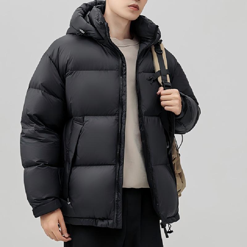 Men's Fashion Casual Hooded Puffer Jacket Waterproof Zipper Closure Winter Windproof Warm Parka Outdoor Winter Down Jacket