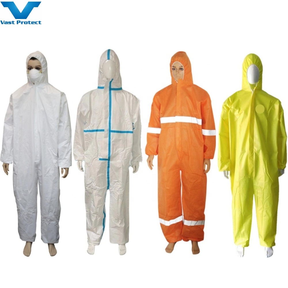 Factory Customized LOGO High Quality CE Standard Protective Workwear Clothing Nonwoven PP SMS Microporous Disposable Coveralls