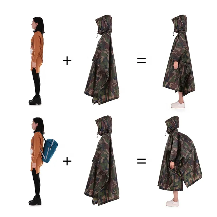 Stylish Durable Waterproof Ladies Raincoat Poncho Eco-Friendly Cycling Packable Rain Cape