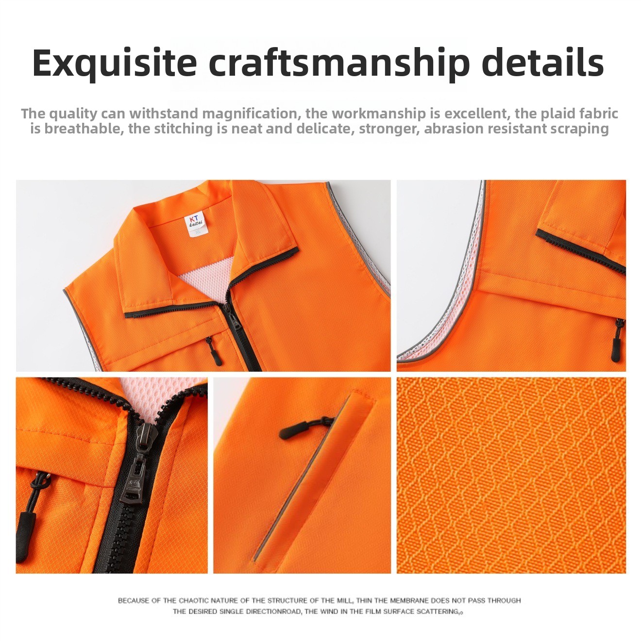 Customized Breathable Windproof Polyester Zipper Pocket Vests Work Coverall For Group Activities With Printed Logos