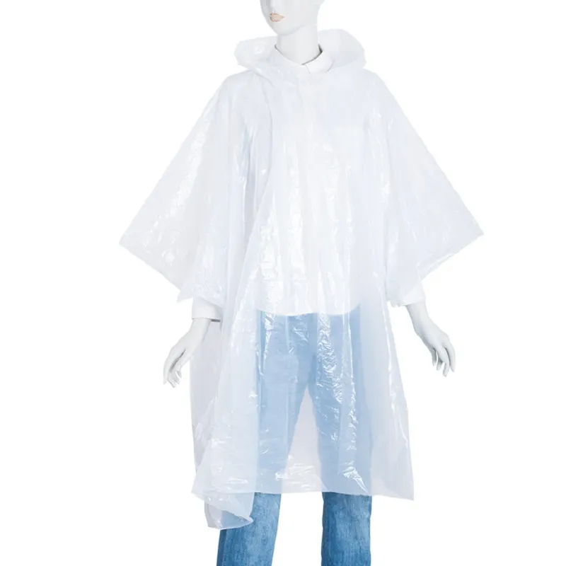 Disposable Plastic PE Rain Poncho Raincoat in Ball Waterproof Square Design Esg17220