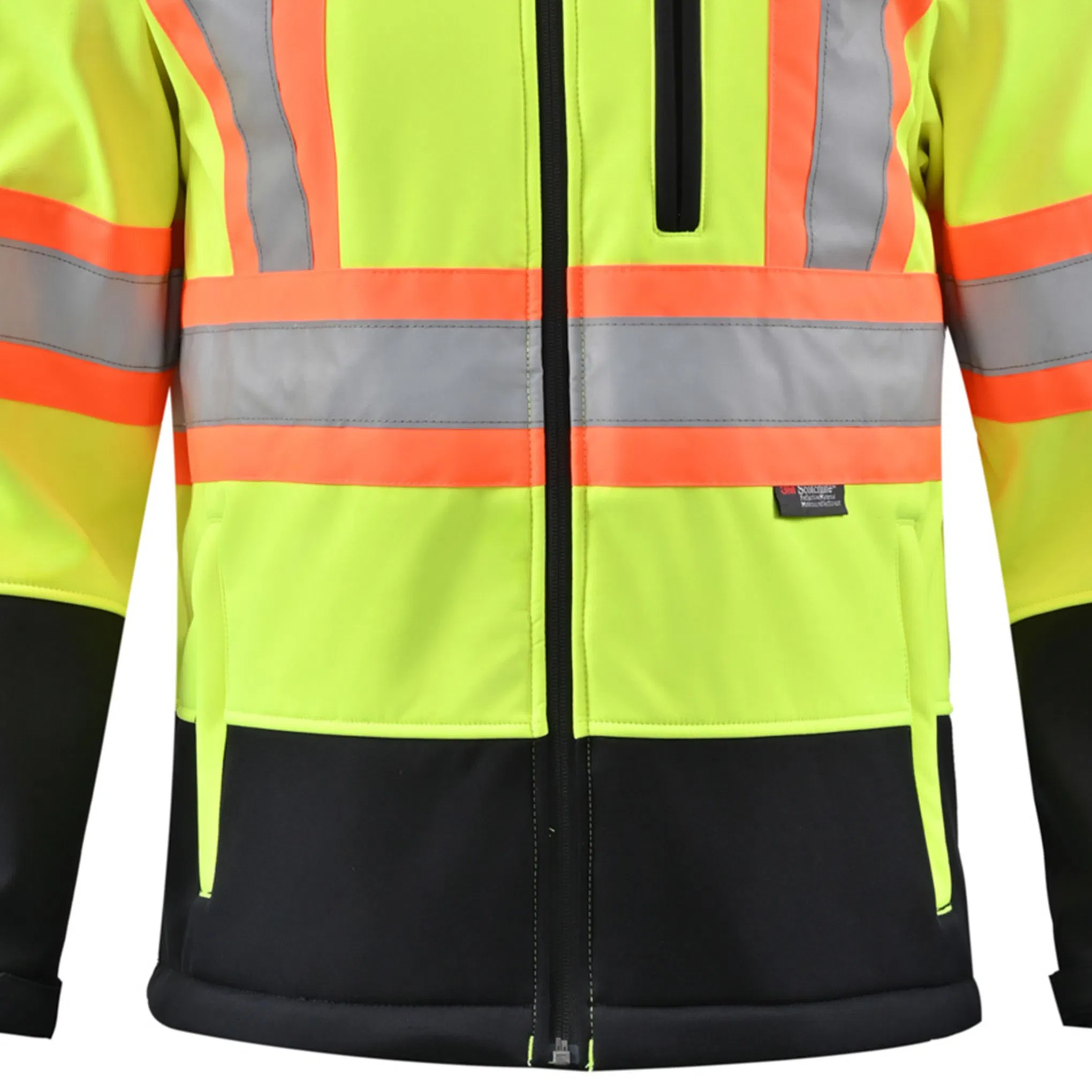 ODM Unisex Fluorescent Yellow Fleece Lined Softshell Waterproof Breathable Reflective Safety Work Custom Winter Jacket