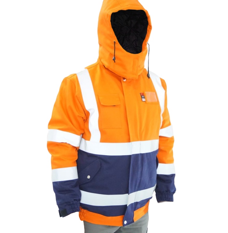 Hi Vis Insulated Flame Resistant FR Winter Workwear Jacket with Detachable Hood