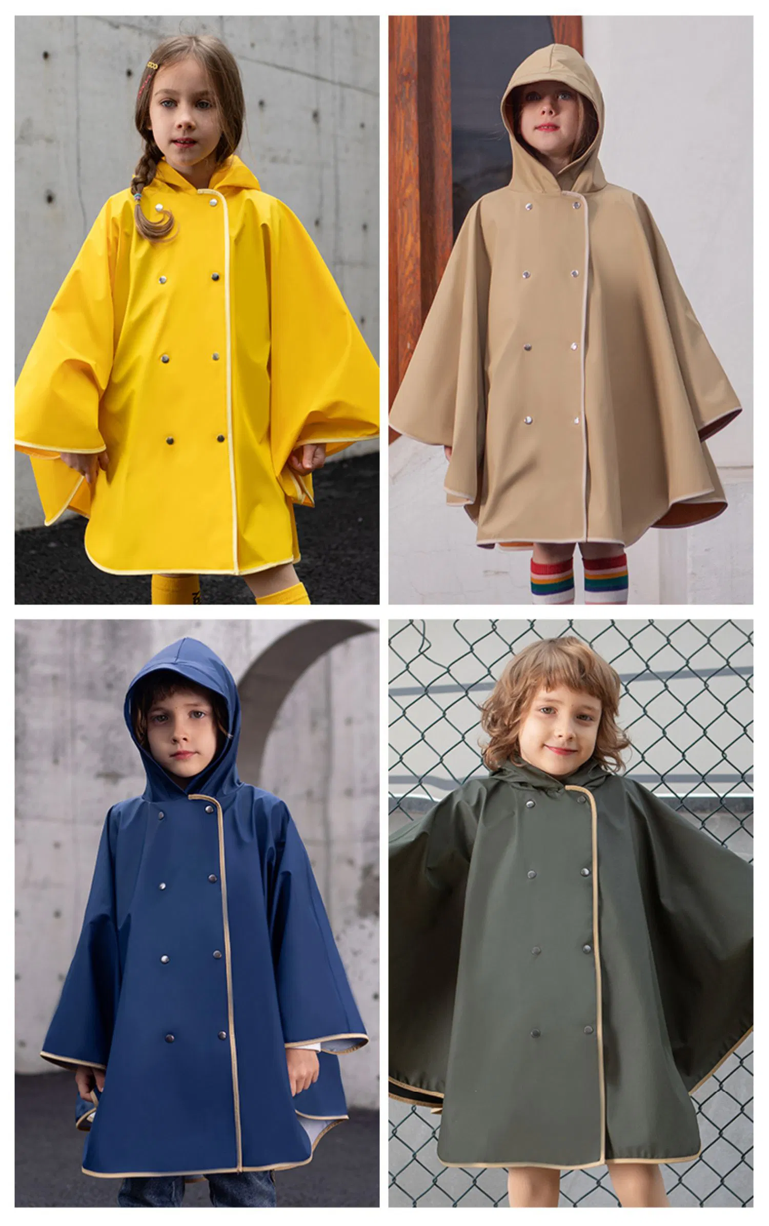 Kids Custom Logo Waterproof Poncho Raincoat Rain Cape for Outdoor Fun