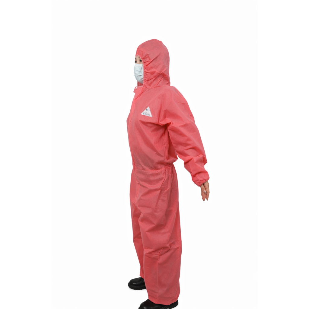 Protective Disposable Waterproof Anti-Static Heat Resistant (100-150C) Nonwoven SS Coverall Regular Fit Level C Safety Clothing