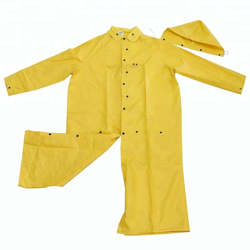 Yellow Water Proof Oil Chemical Resistant Custom Logo Detachable Hood Riding Horse Adult Men PVC Raincoats